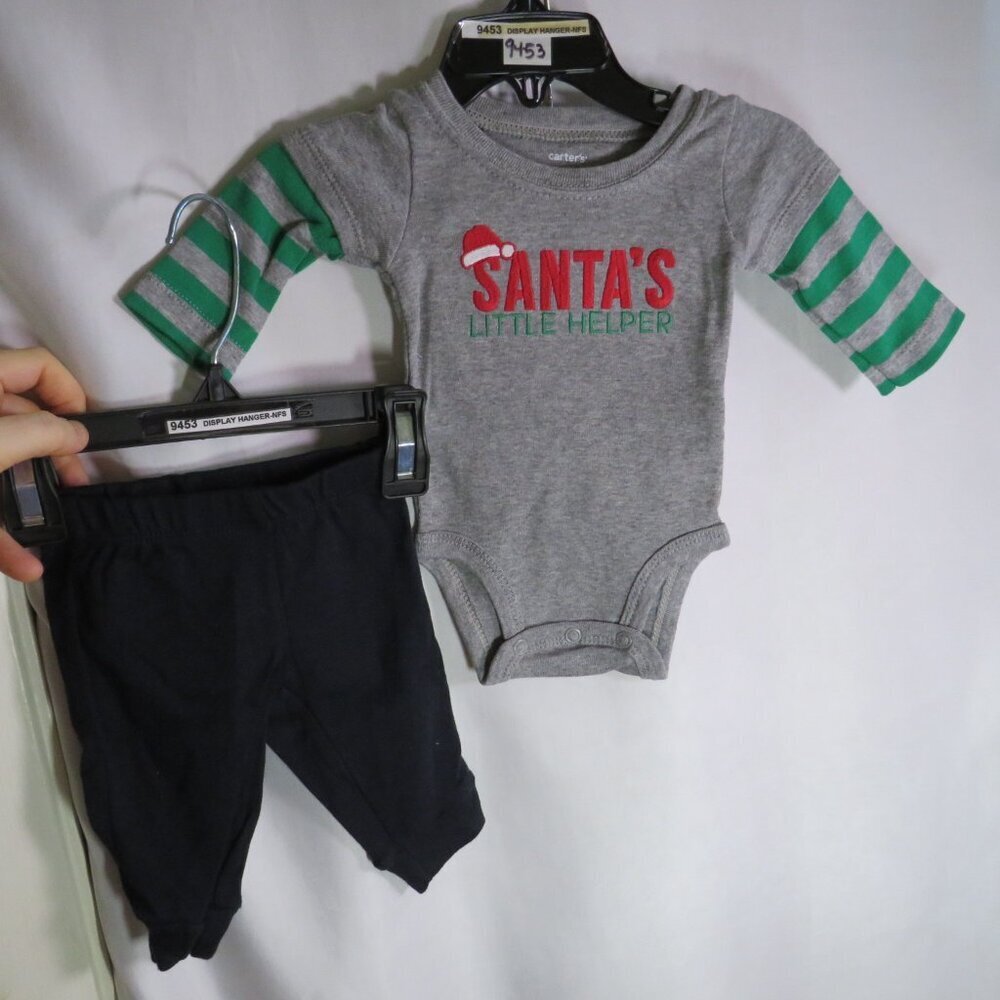 Baby Santa heather gray outfit 2pc bodysuit and pants - Picture 2 of 7